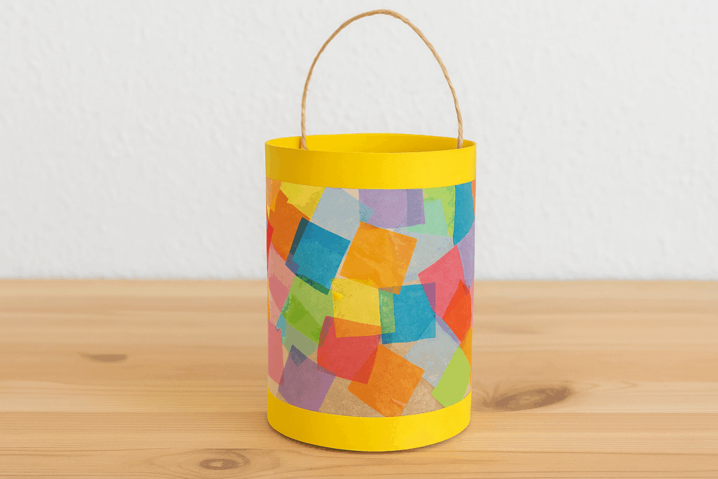 Selbst gebastelte Laterne aus Transparentpapier