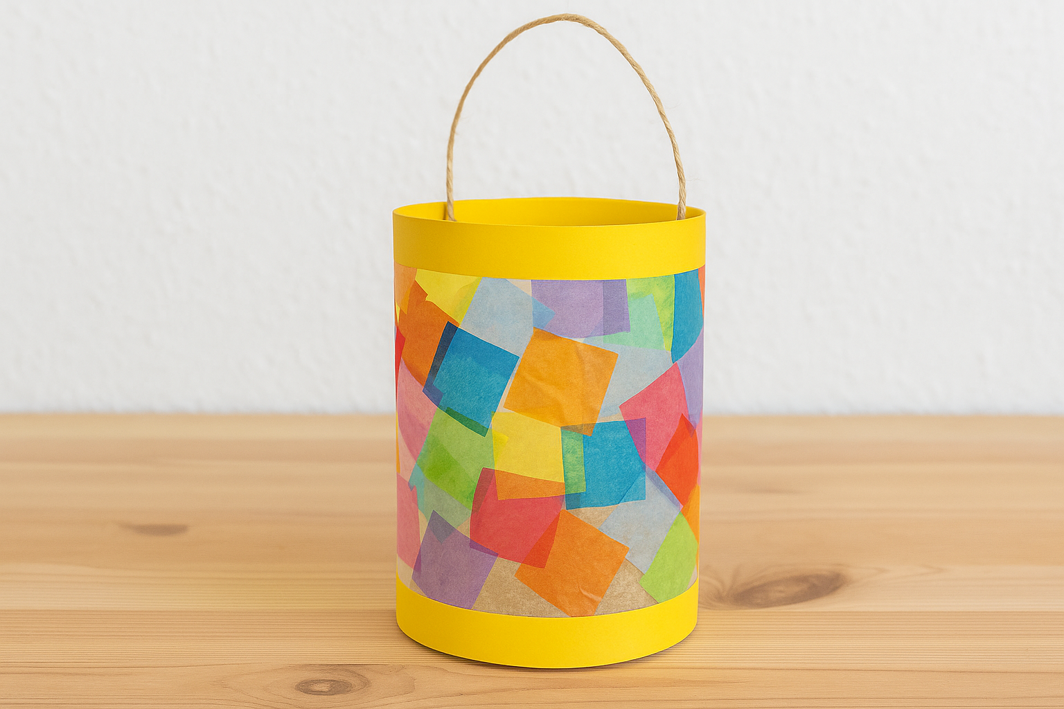 Selbst gebastelte Laterne aus Transparentpapier