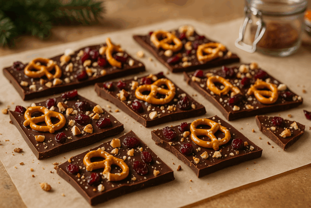 Christmas-Crunch – schokoladiges Knusperglück, Weihnachts Bruchschokolade
