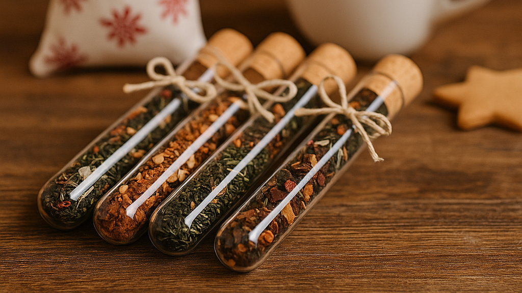 Wintertee im Reagenzglas als Weihnachtsmitbringsel