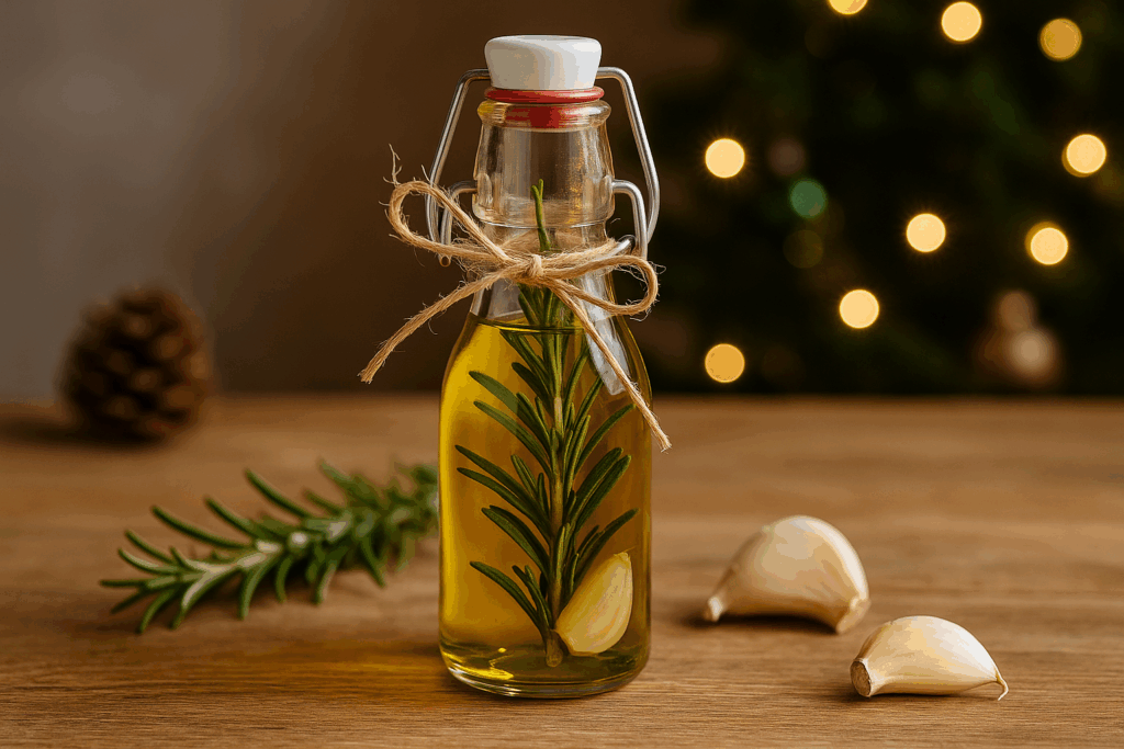 Rosmarin-Knoblauch-Öl – Feinkost in zwei Minuten als Weihnachtsmitbringsel