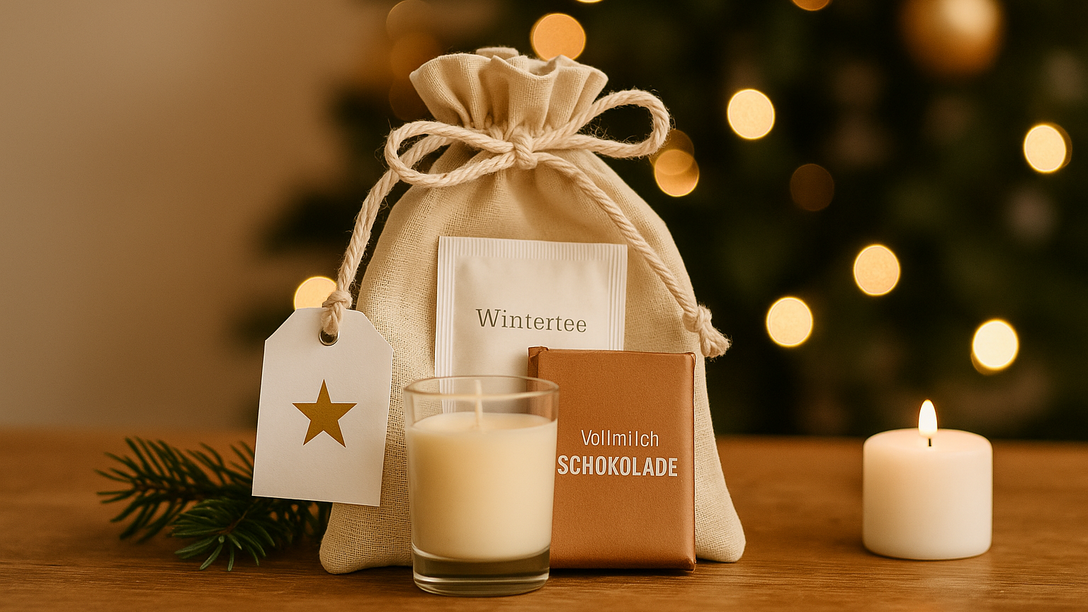 Jutebeutel mit Mini-Schätzen – simpel, liebevoll & immer hübsch als schnelles Geschenk zu Weihnachten