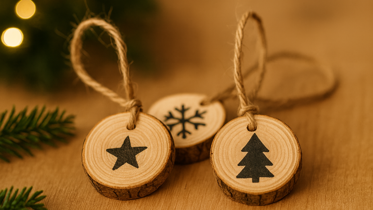 Kleine Holzscheiben-Anhänger – rustikal, schlicht & richtig süß als Mitbringsel zu Weihnachten