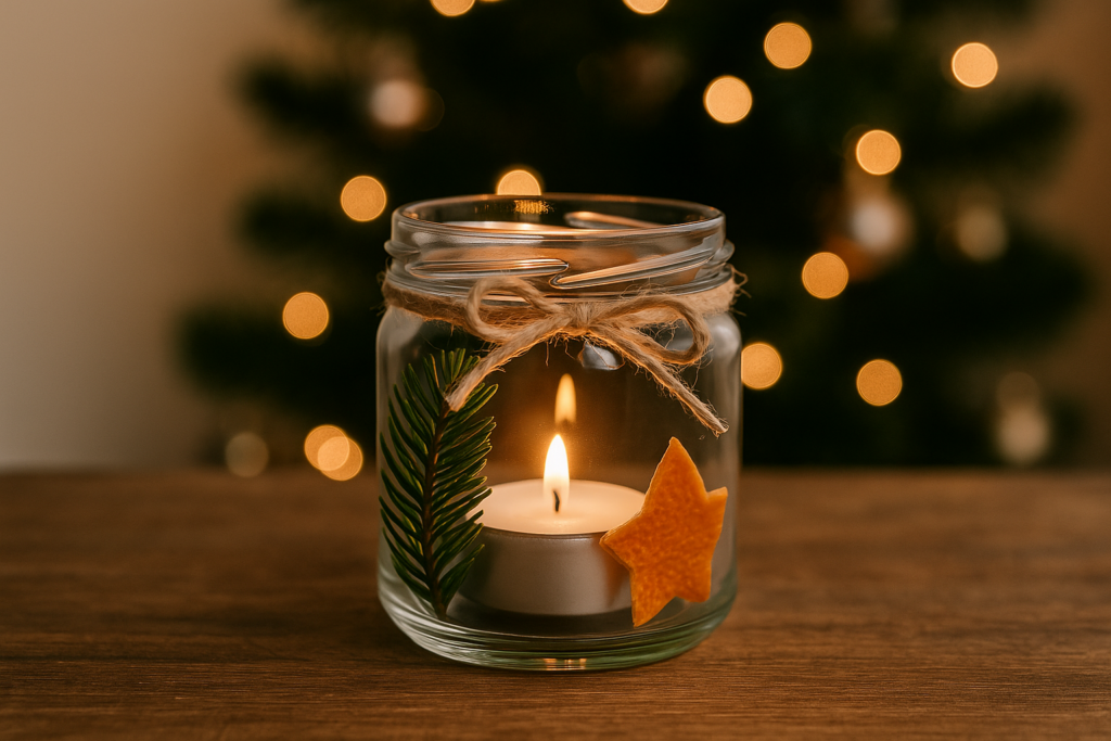 Winterliches Glaslicht – kleine Stimmung aus Kerze & Naturmaterialien