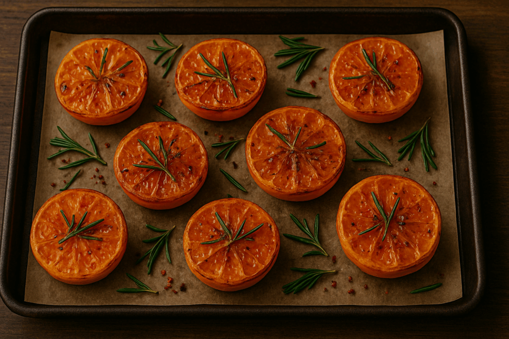 Ofen-Mandarinen mit Rosmarin & Chili