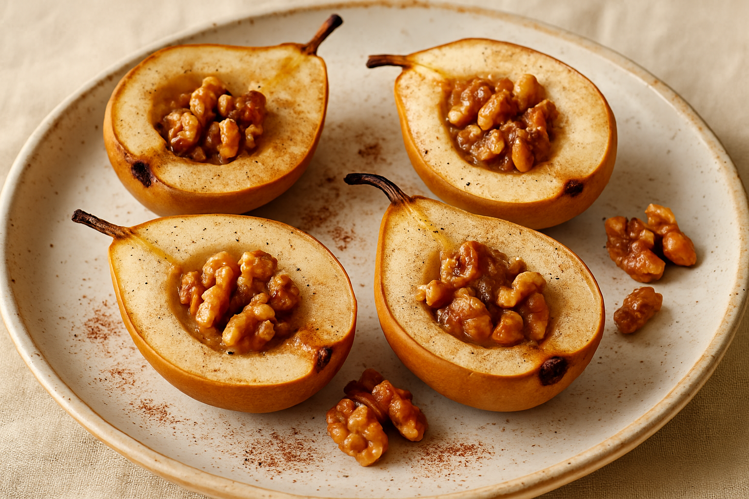 Warme Vanille-Birnen mit Walnuss-Crunch