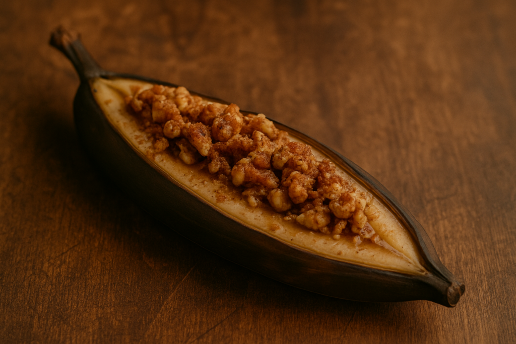 Gebackene Banane mit Walnuss-Zimt-Crunch