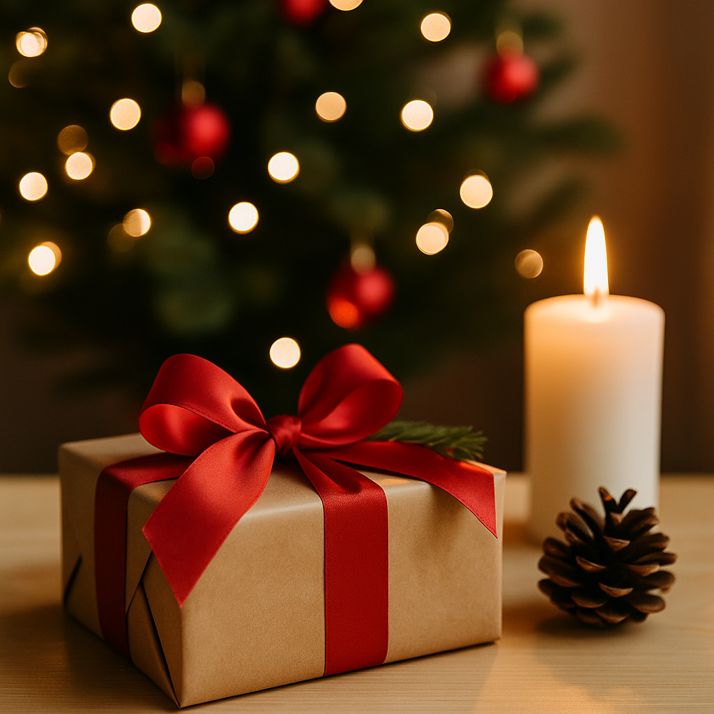 Ein Geschenk liegt auf dem Tisch