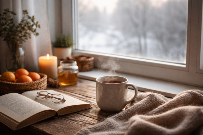 Gemütlicher Wintermorgen am Küchentisch
