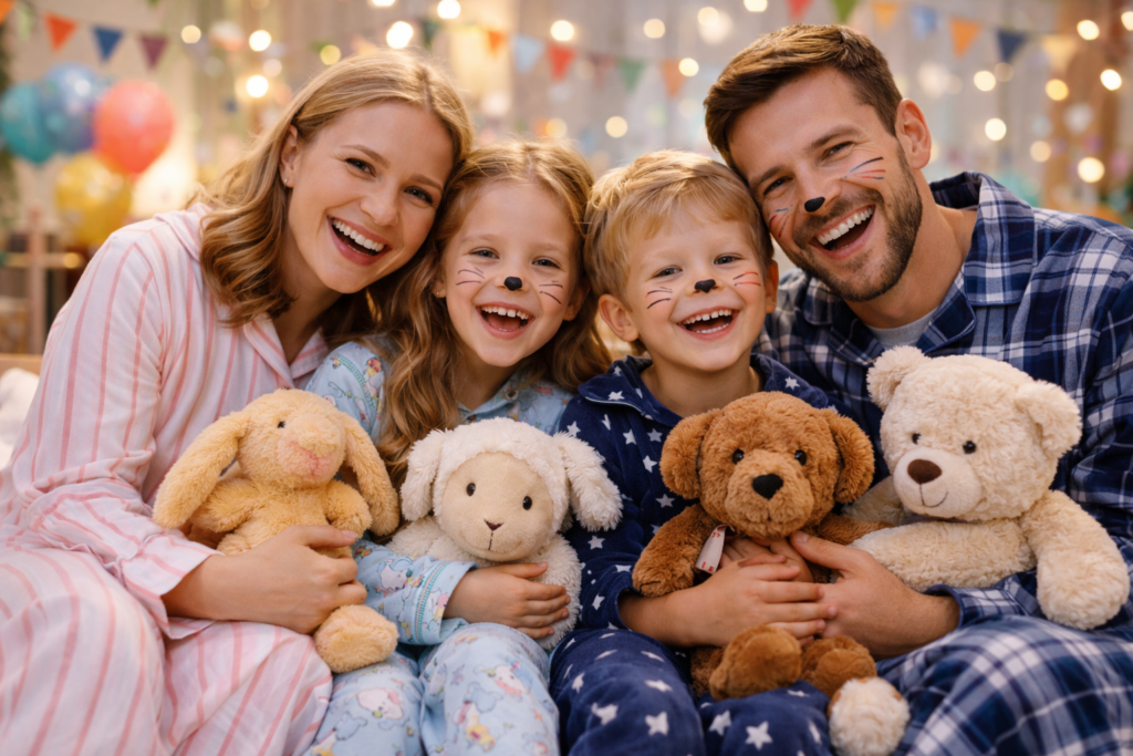 Familienkostüm Pyjama, alle im Schlafanzug