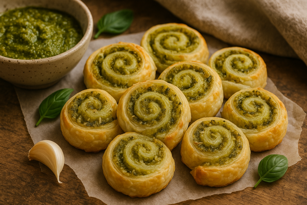 Blätterteig-Pesto-Schnecken