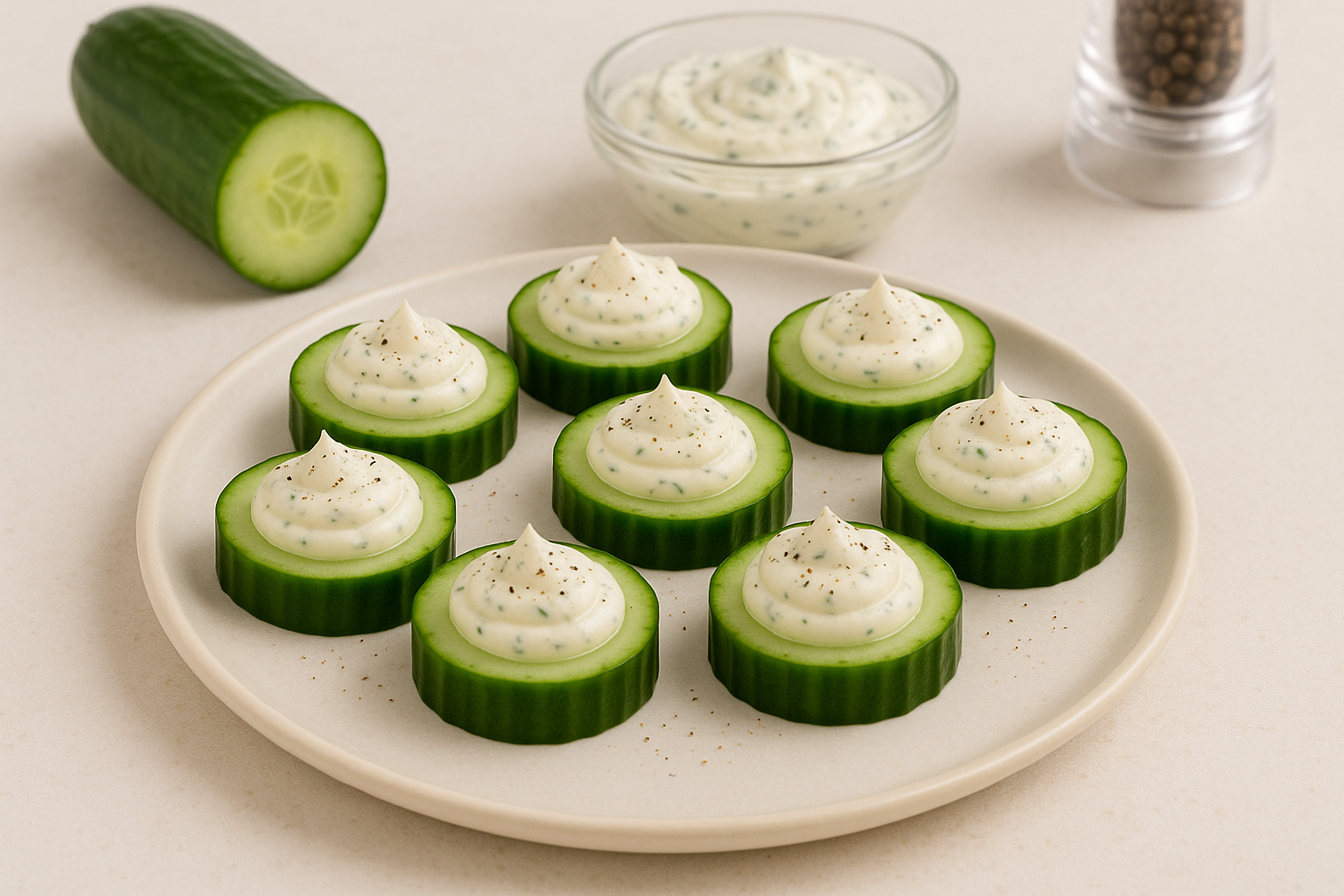 Gurkenh&auml;ppchen mit Kr&auml;utercreme