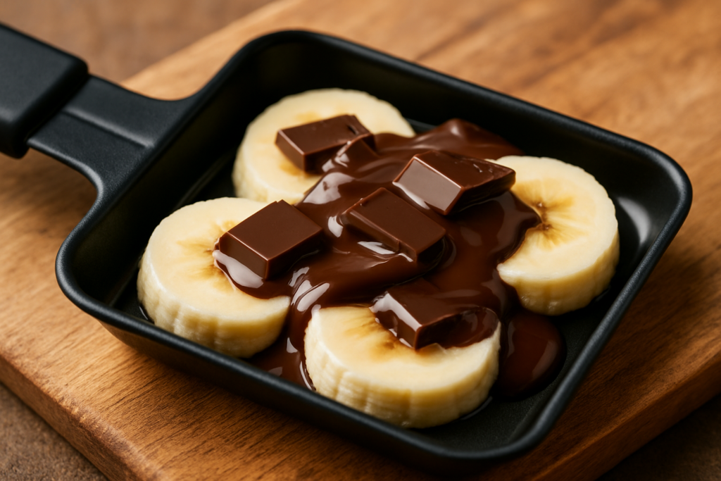 Raclette-Bananen mit Schokolade