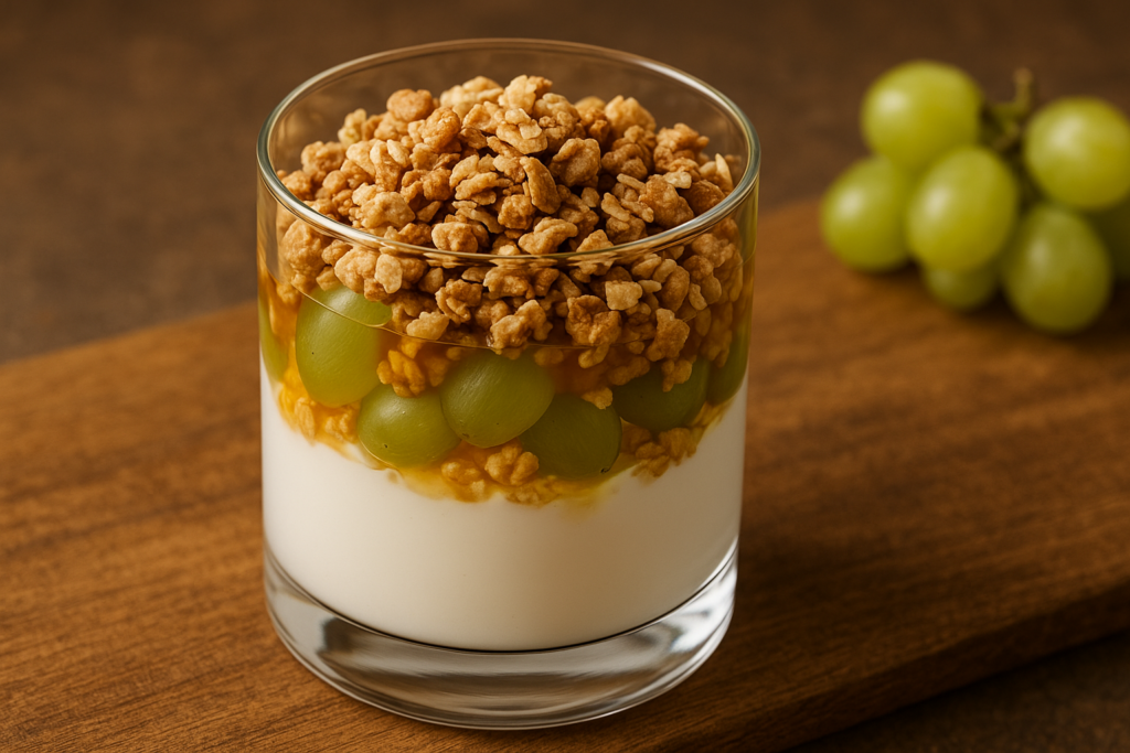 Joghurt-Trauben-Dessert im Glas