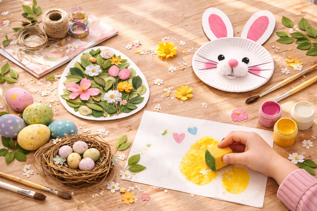 Basteln für Ostern auf einem Tisch