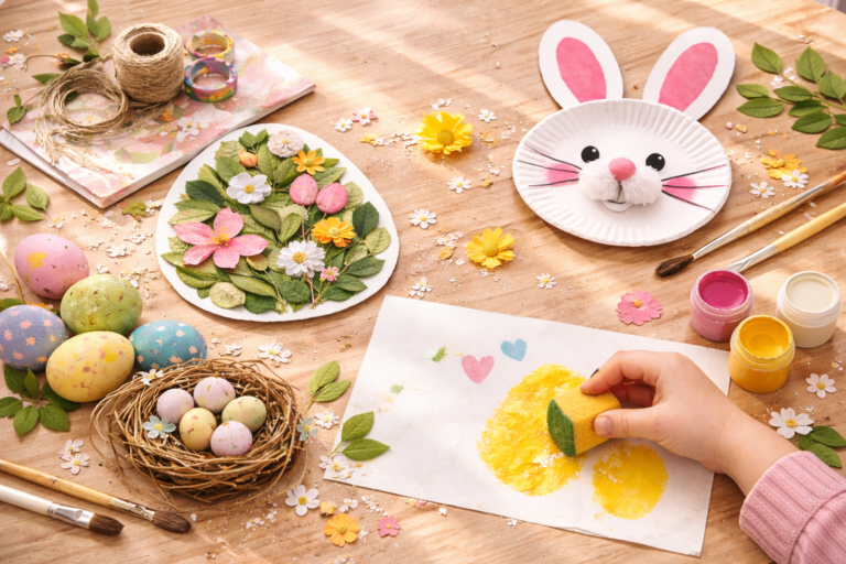 Basteln für Ostern auf einem Tisch