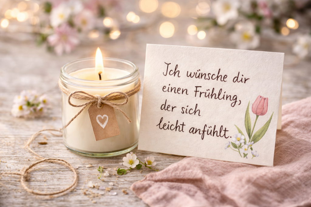 Mini-Duftkerze + handgeschriebene Osterkarte