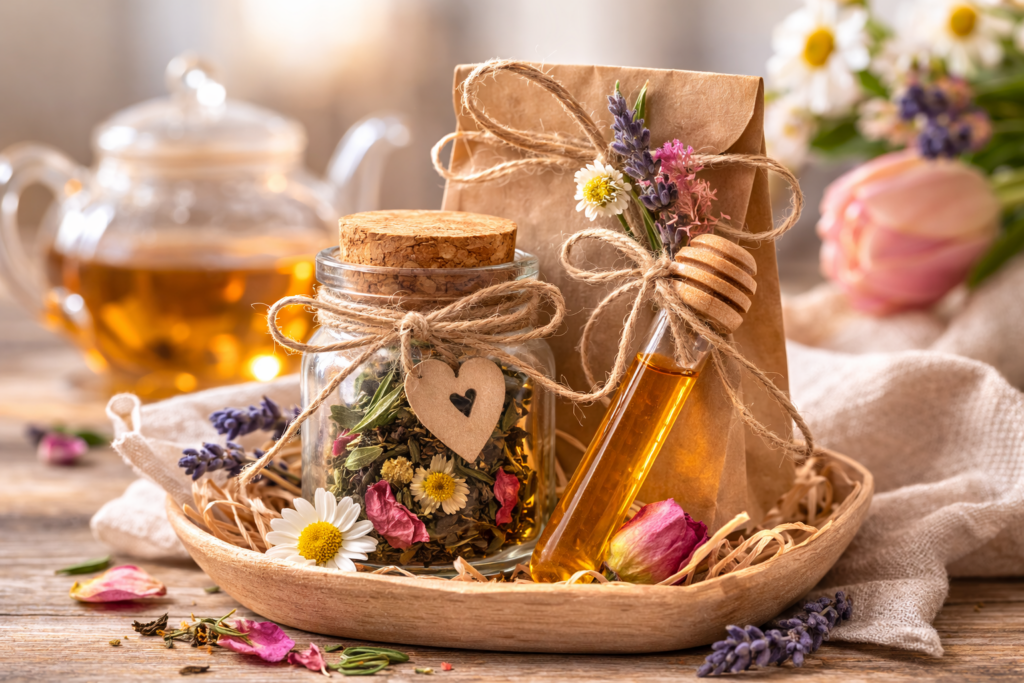 Tee-Mischung + Honig-Stick