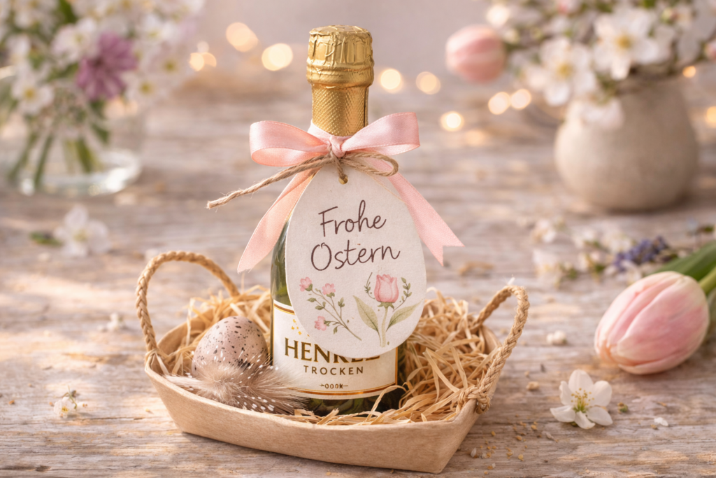 Mini-Sekt + kleiner Oster-Anhänger