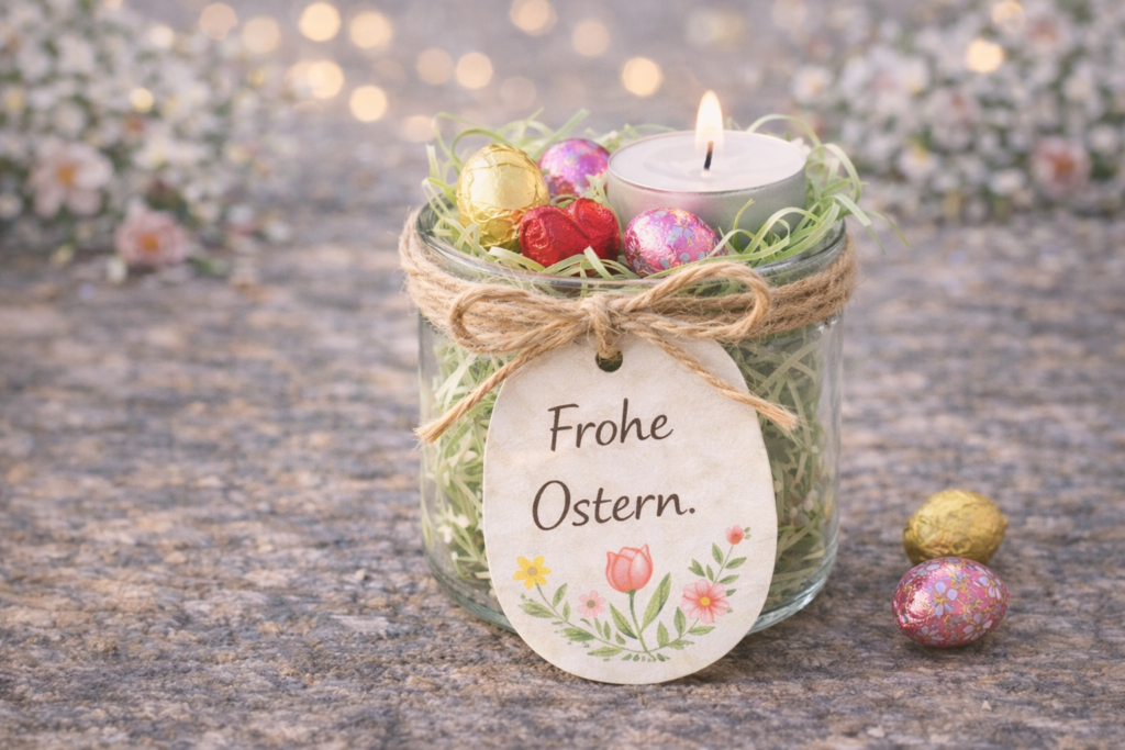 Ostergrüße im Glasgefäß