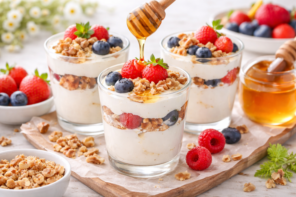 Quark mit Honig und Nüssen