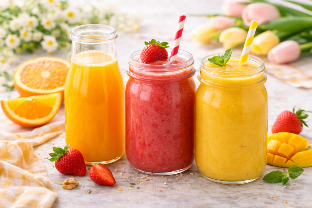 Erfrischende Smoothies und Fruchtsäfte zu Ostern
